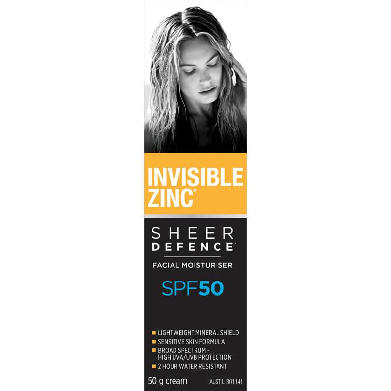 Invisible Zinc Sheer Defence Facial Moisturiser SPF50 50g