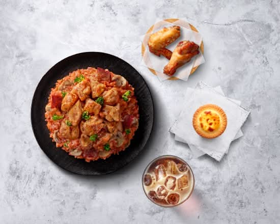 炙燒嫩雞腿紅醬燉飯【豪華套餐】