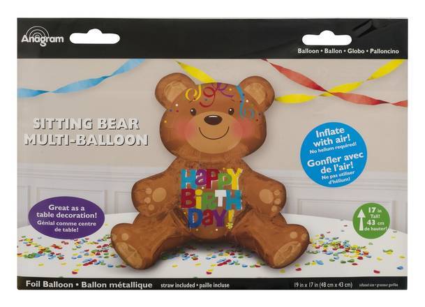 Anagram Sitting Bear Happy Birthday Multi-Balloon (1 balloon)