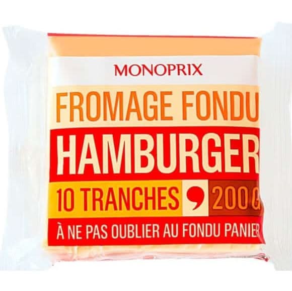 Monoprix - Fromage fondu en tranches pour hamburger (10)