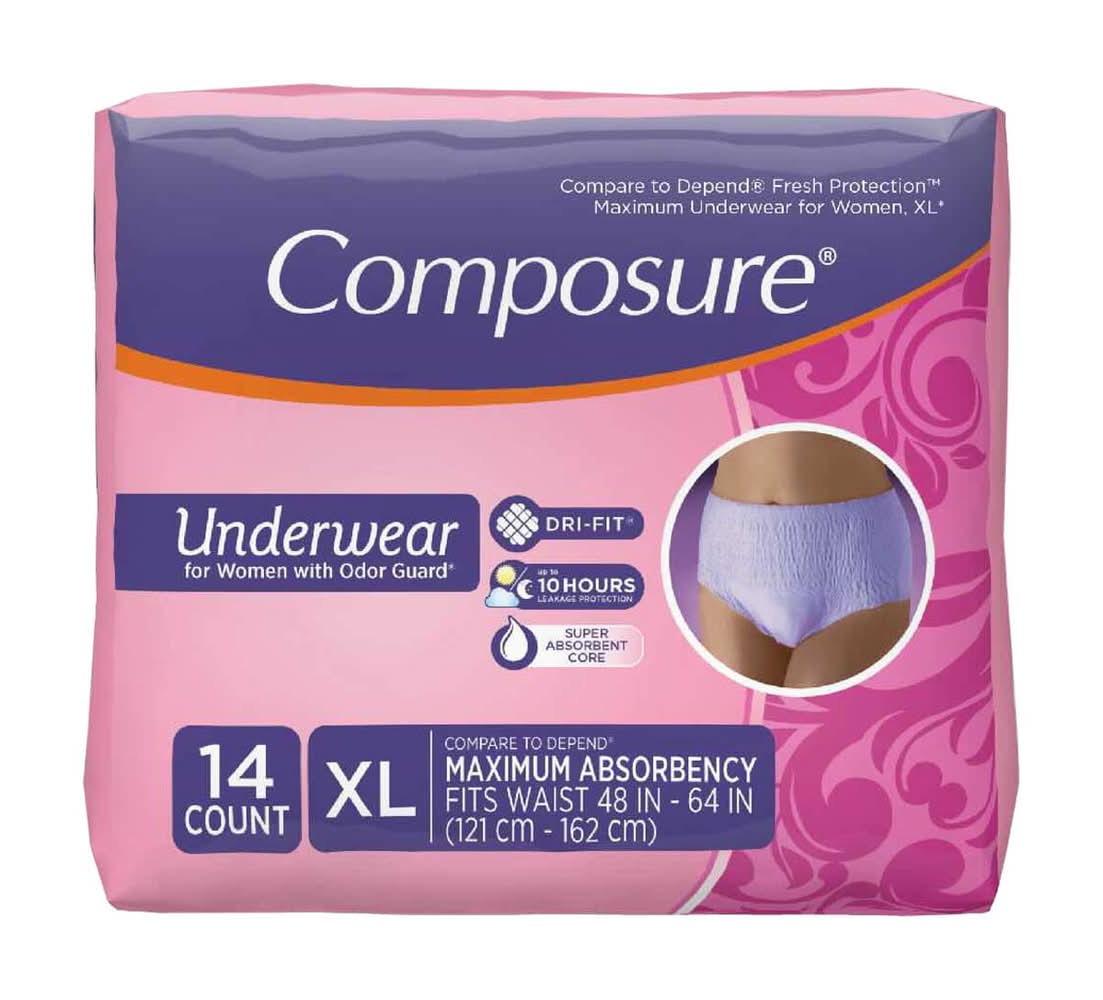 Composure Protective Underwear For Women Size Xl 14 Ct