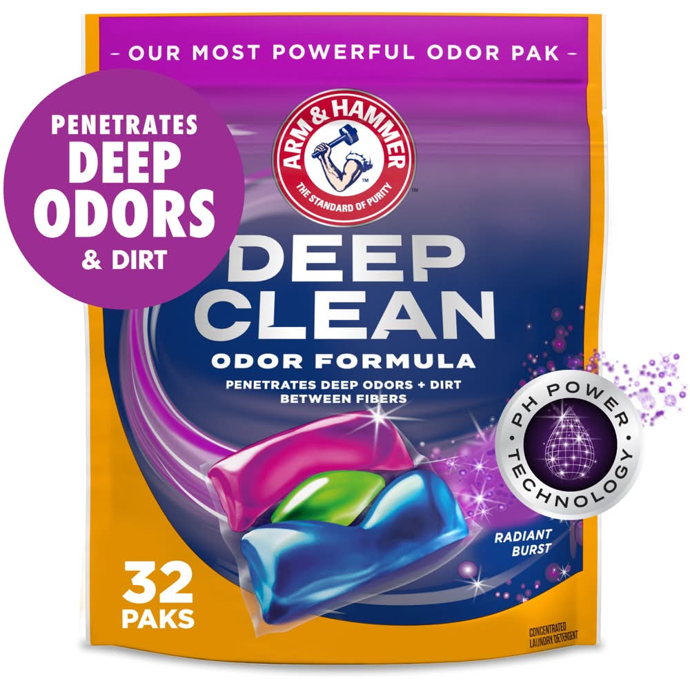 Arm & Hammer Deep Clean Odor Formula Laundry Detergent Power Paks (1.41 lbs, 32 ct)