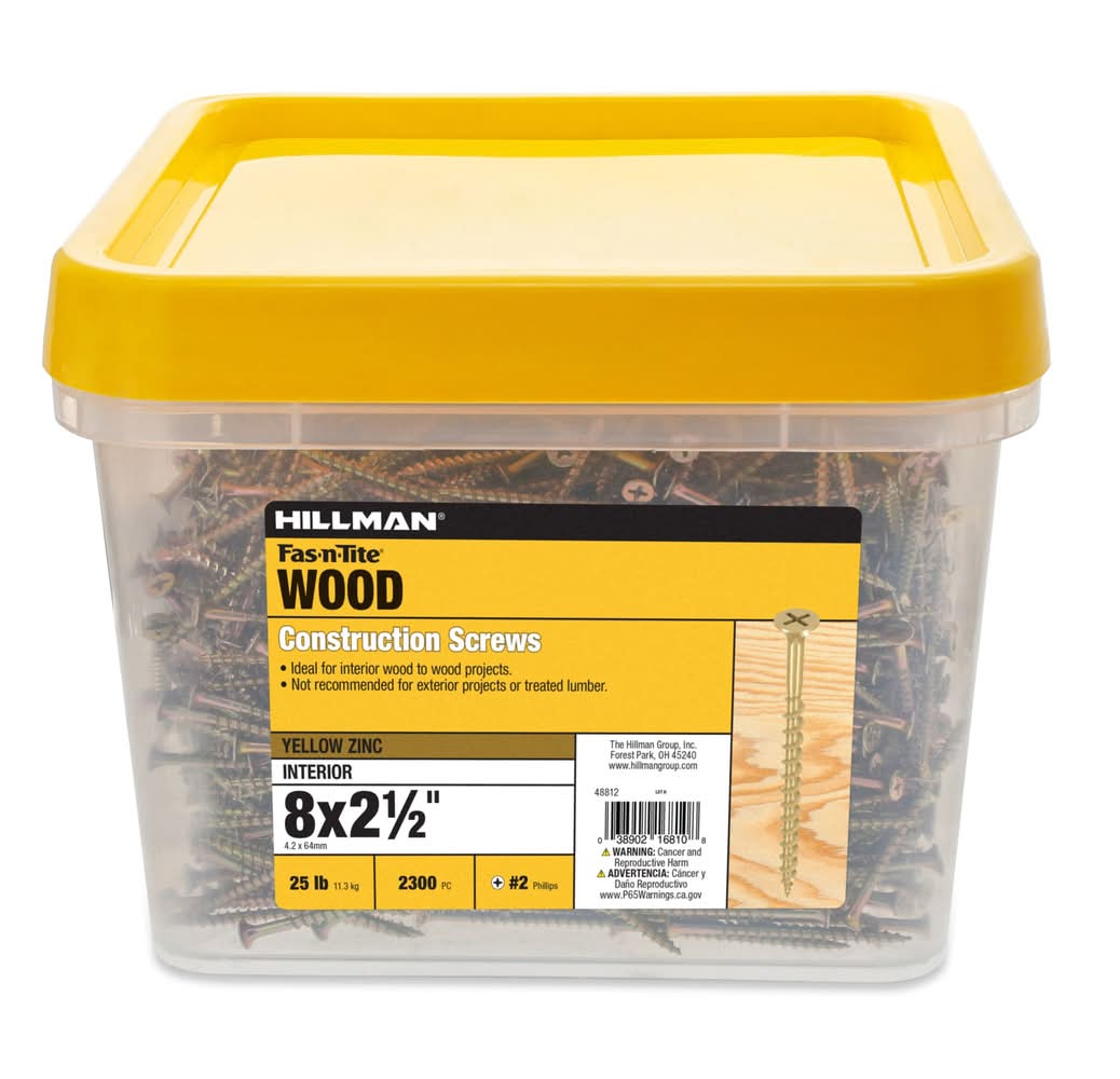 Fas-n-Tite #8 x 2-1/2-in Yellow zinc Interior Construction screws