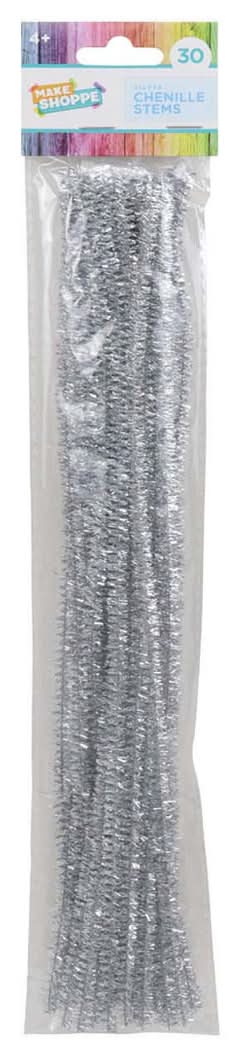 Make Shoppe Chenille Stems - Silver 30 Ct