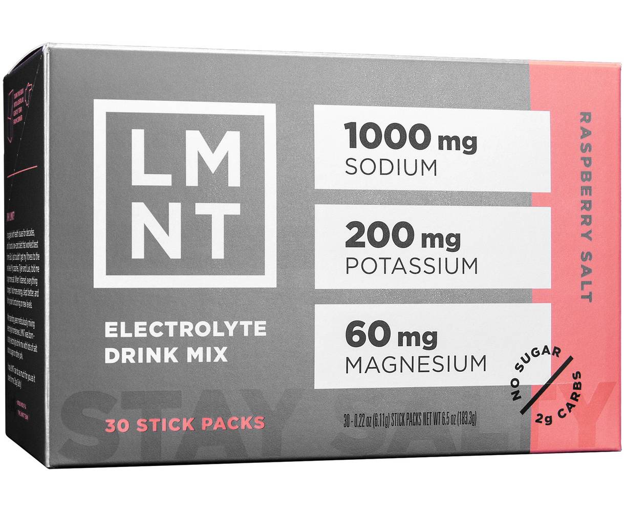 LMNT Zero-Sugar Electrolyte Drink Mix Stick pack, Raspberry Salt (6.5 oz, 30 ct)
