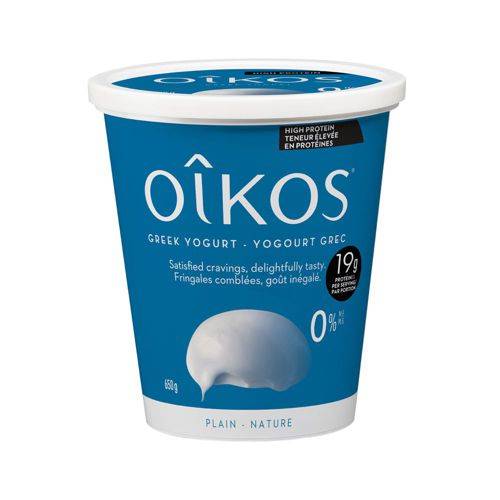 Oikos yogourt grec nature riche en protéines 0% m.g. - high protein plain greek yogurt 0% m.f.