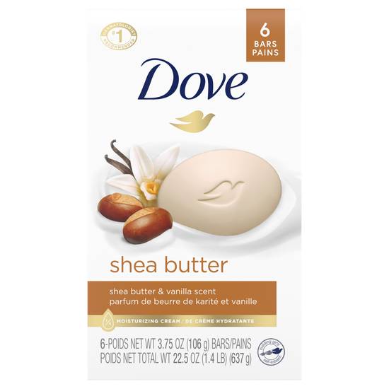 Dove Shea Butter & Vanilla Scent Beauty Bar Soaps (6 ct)