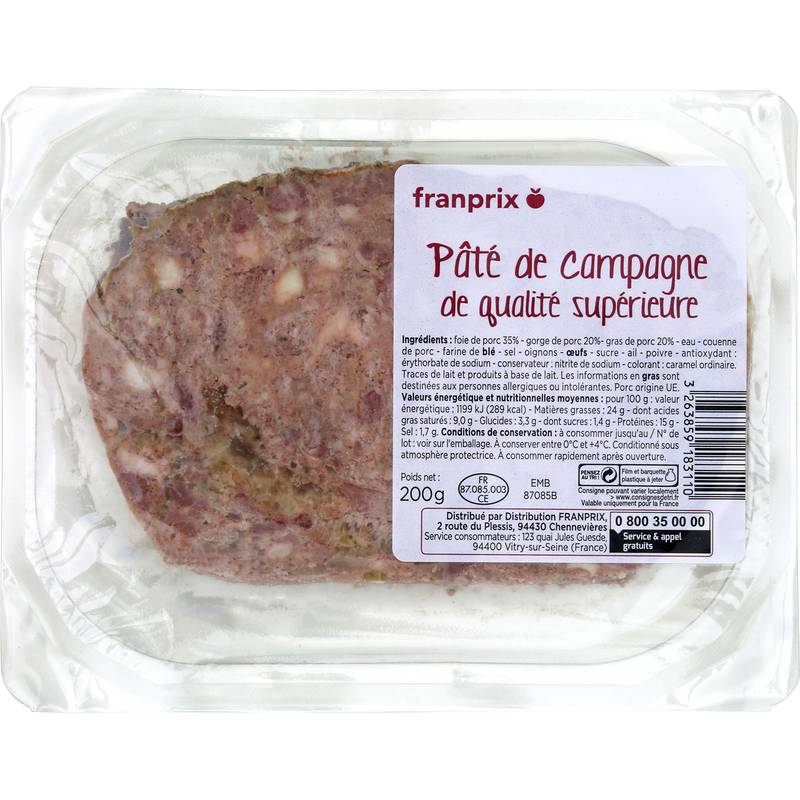 Franprix - Pâté de campagne qualité supérieur (200g)