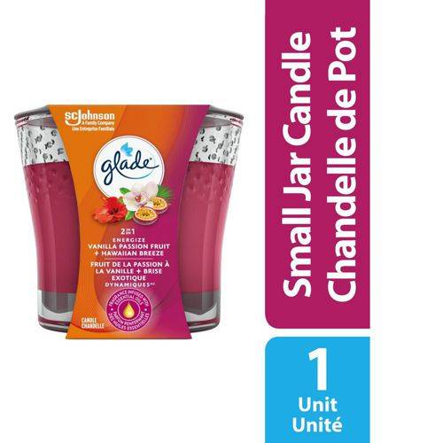 Glade chandelle parfumée 2 en 1, vanille, fruit de la passion et brise exotique (1 unité) - 2in1 candle, vanilla passionfruit & hawaiian (1 pack)