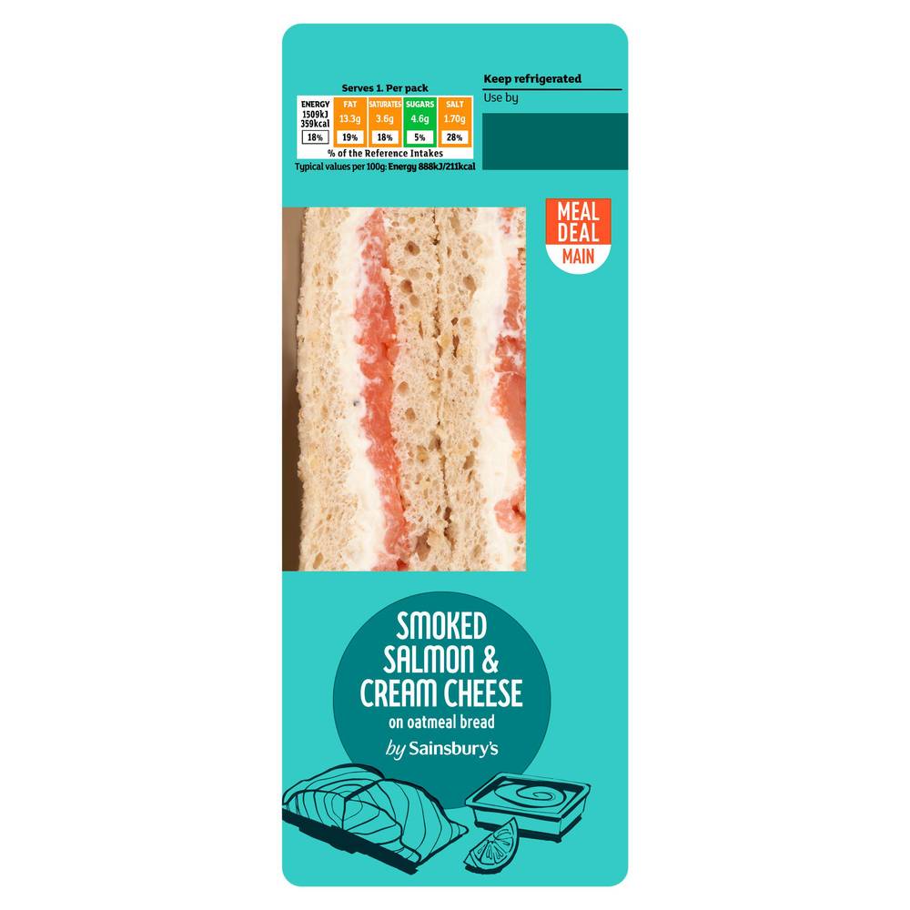 Sainsbury's On the Go Smoked Salmon & Cream Cheese on Oatmeal Bread