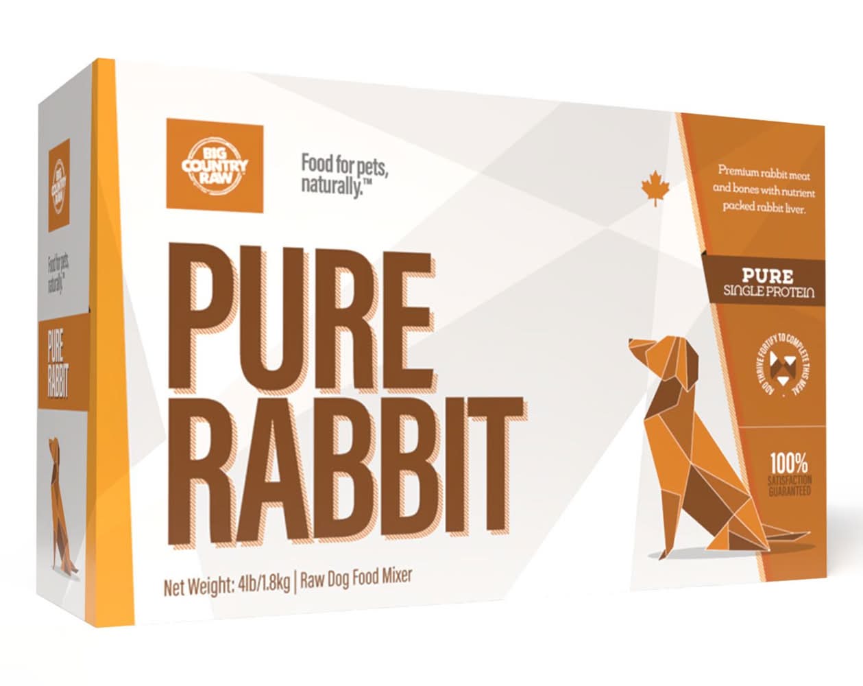 Big Country Raw Pure Rabbit Carton Dog Food, 4 lb