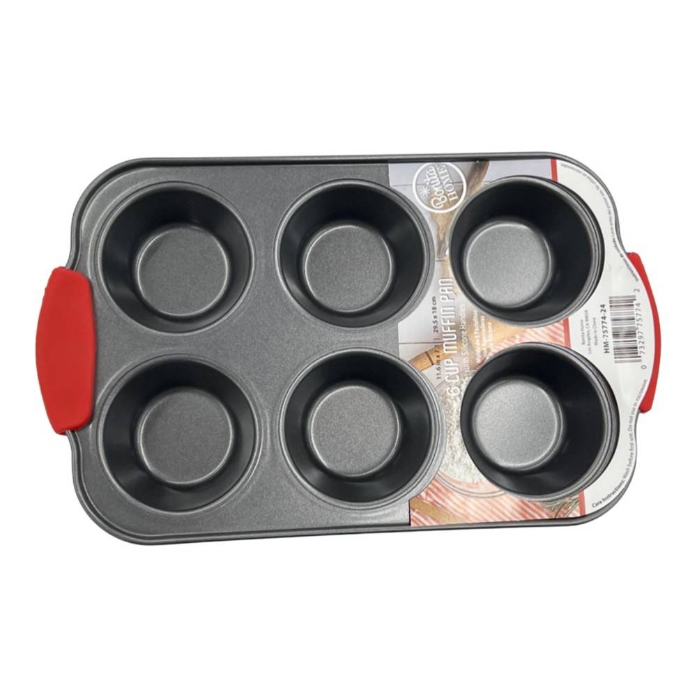 Bonita Home 6 Cup Muffin Pan With Silicone Handle