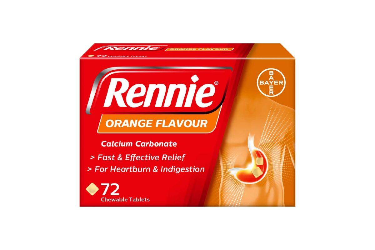 Rennie Orange Flavour - 72 Chewable Tablets