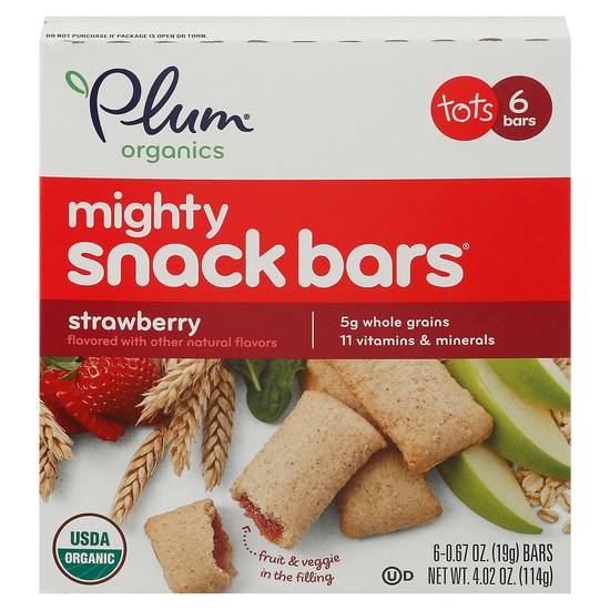 Plum Organics Mighty 4 Tots Strawberry With Spinach Bars (6 ct)