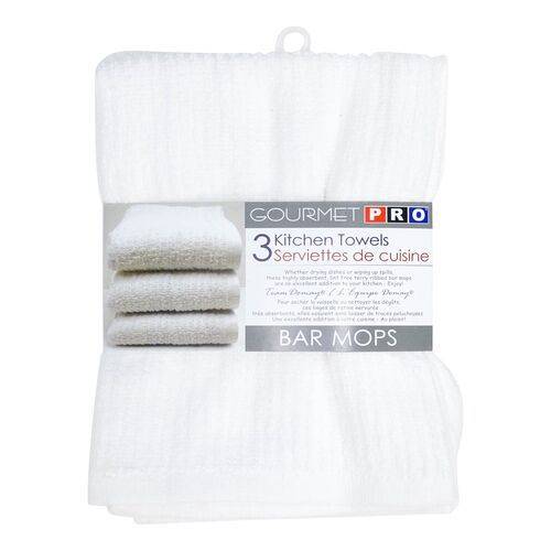 Gourmet pro serviettes de cuisine blanc (3 un) - kitchen towels white (3 units)