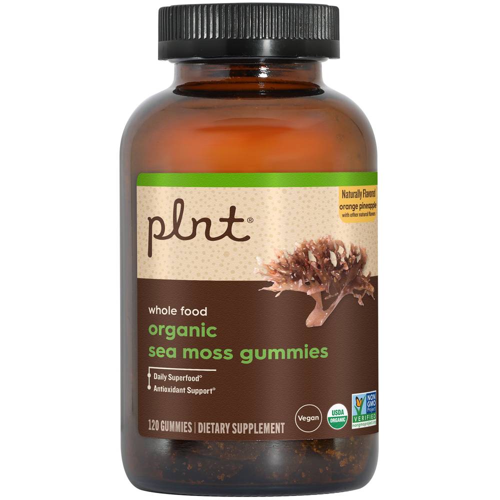 plnt Organic Sea Moss Gummies, Orange Pineapple (120 ct)