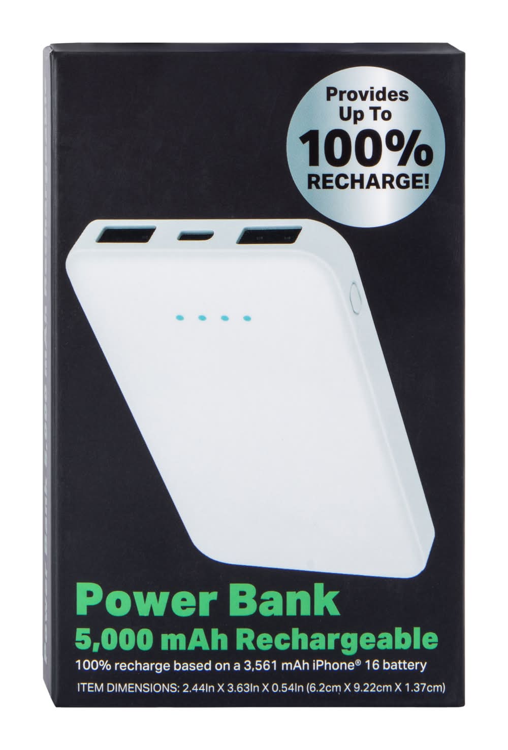 Rechargeable Power Bank 5000mAh White