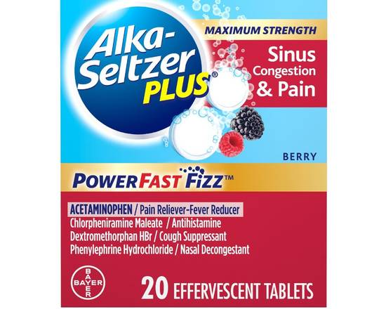 Alka-Seltzer Plus · Alka-seltzer plus sinus congestion and pain 20 effervescent tablets