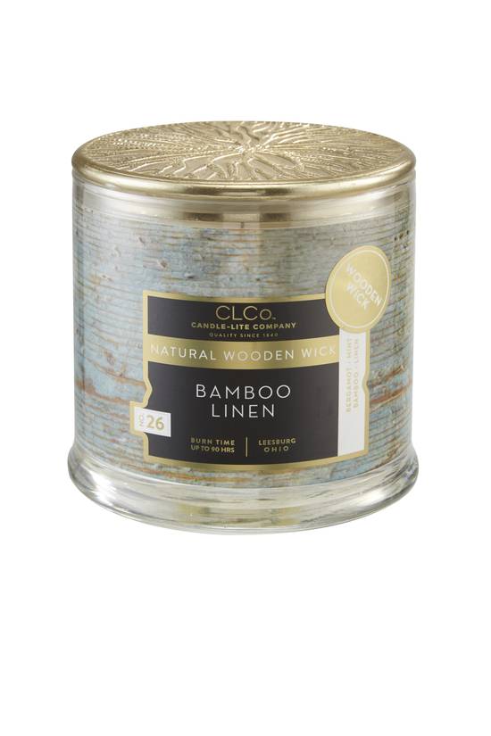 Candle Lite Wooden Wick Candle, Bamboo Linen - 14 oz