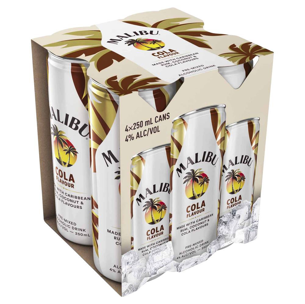 Malibu & Cola Can 250mL X 4 pack