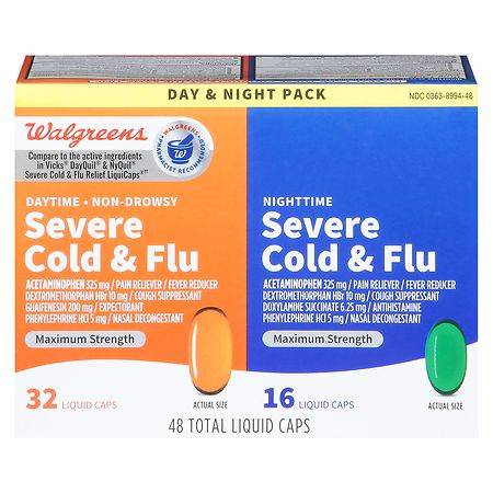 Walgreens Non-Drowsy Daytime Severe and Nighttime Severe Cold & Flu Softgels