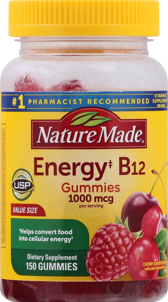Nature Made Energy B12 Gummies 1000 Mcg Cherry & Mixed Berry (150 ct)