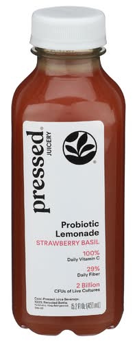 Pressed Juicery Strawberry Basil Probiotic Lemonade