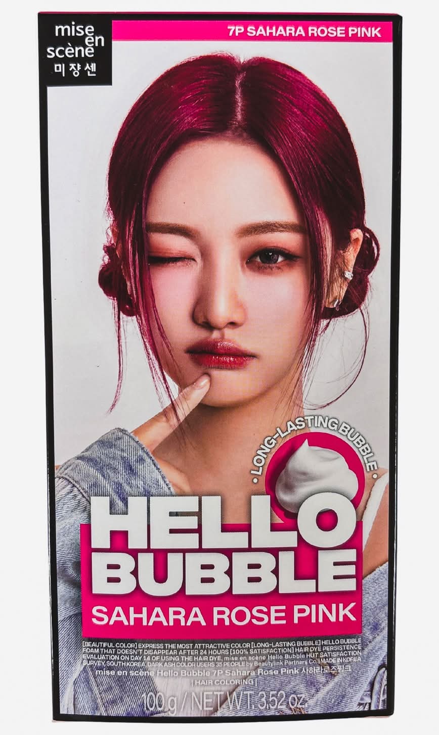 MISE EN SCÈNE Hello Bubble Long Lasting Hair Color, 7P Sahara Rose Pink (3.52 oz)