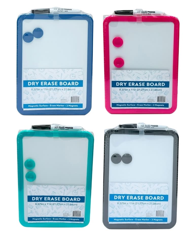 Personal Dry Erase Whiteboards, 8.5x12 in, Assorted (4 ct)