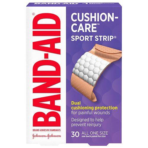 Band Aid Brand Cushion Care Sport Strip Adhesive Bandages Extra Wide - 30.0 ea