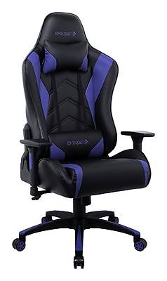 Staples Emerge Vartan Bonded Leather Ergonomic Gaming Chair, Black/Blue (53242V)