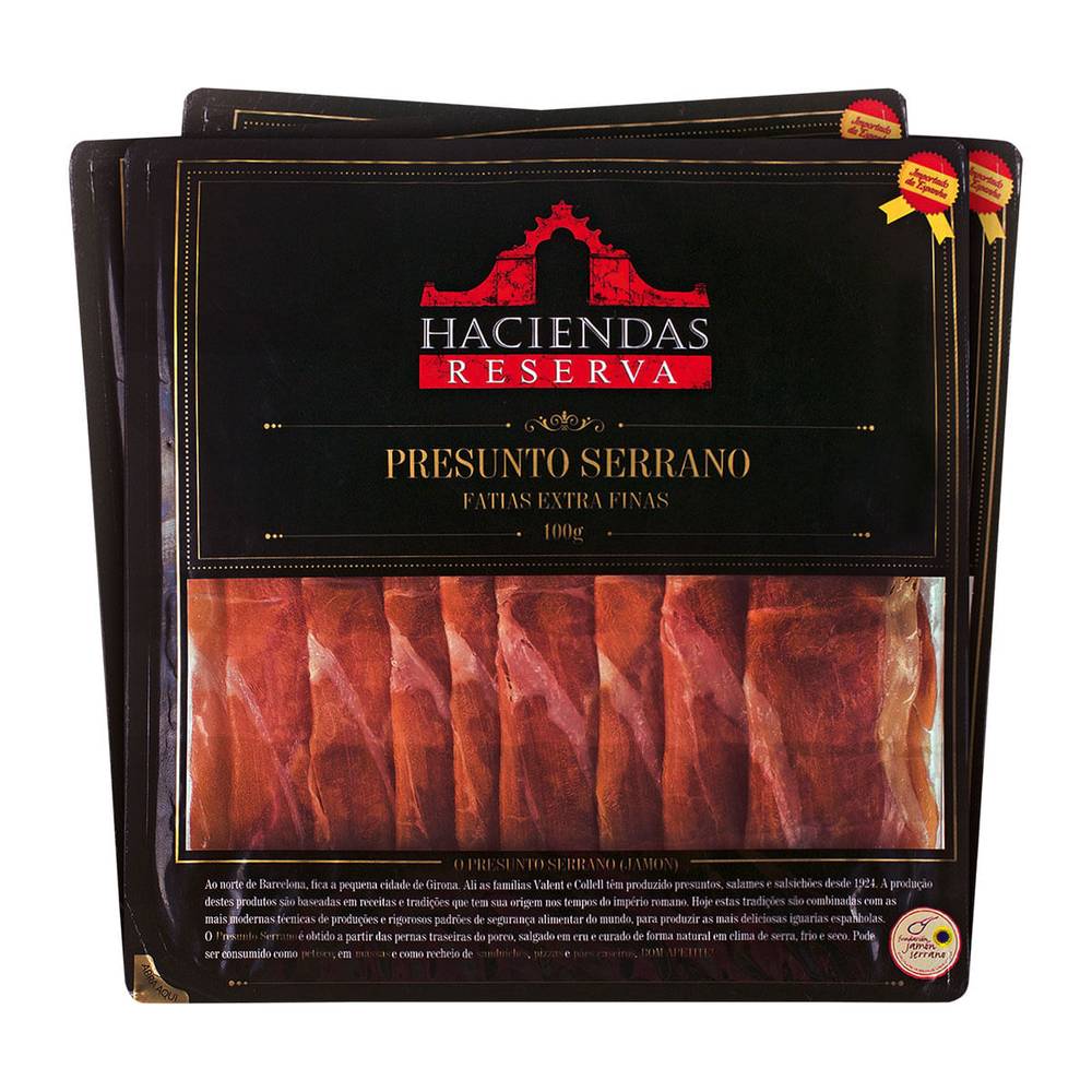 Haciendas presunto serrano fatias extras finas reserva (100 g)