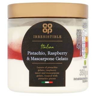 Co-Op Irresistible Italian Pistachio Gelato (raspberry-mascarpone)