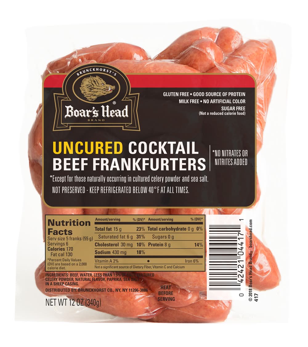 Boar's Head Uncured Cocktail Beef Frankfurters (12 oz)
