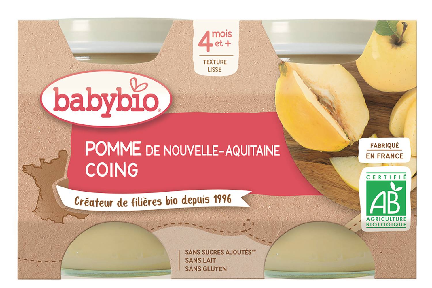 Babybio - Purée de fruits pour bébés 4 mois et plus (260g)