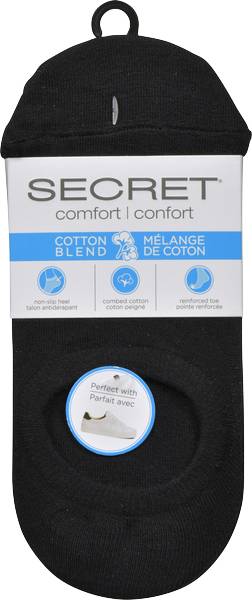 Secret Comfort No Show Liner, 6-10, Black (3 ct)