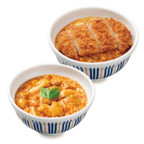 親子丼・カツ丼セット Chicken & Egg Rice Bowl, Pork Cutlet on Scrambled Eggs Rice Bowl