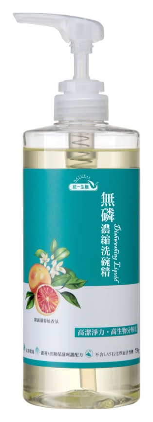 統一生機-無磷濃縮洗碗精(朝露葡萄柚)(730g/瓶)