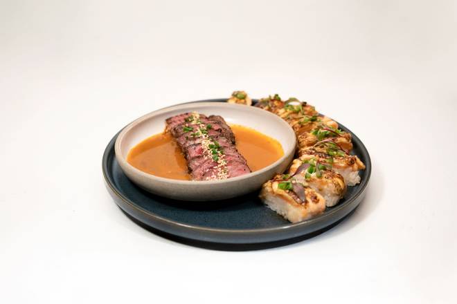 6oz Prime Sirloin + Aburi Salmon Press *NEW*