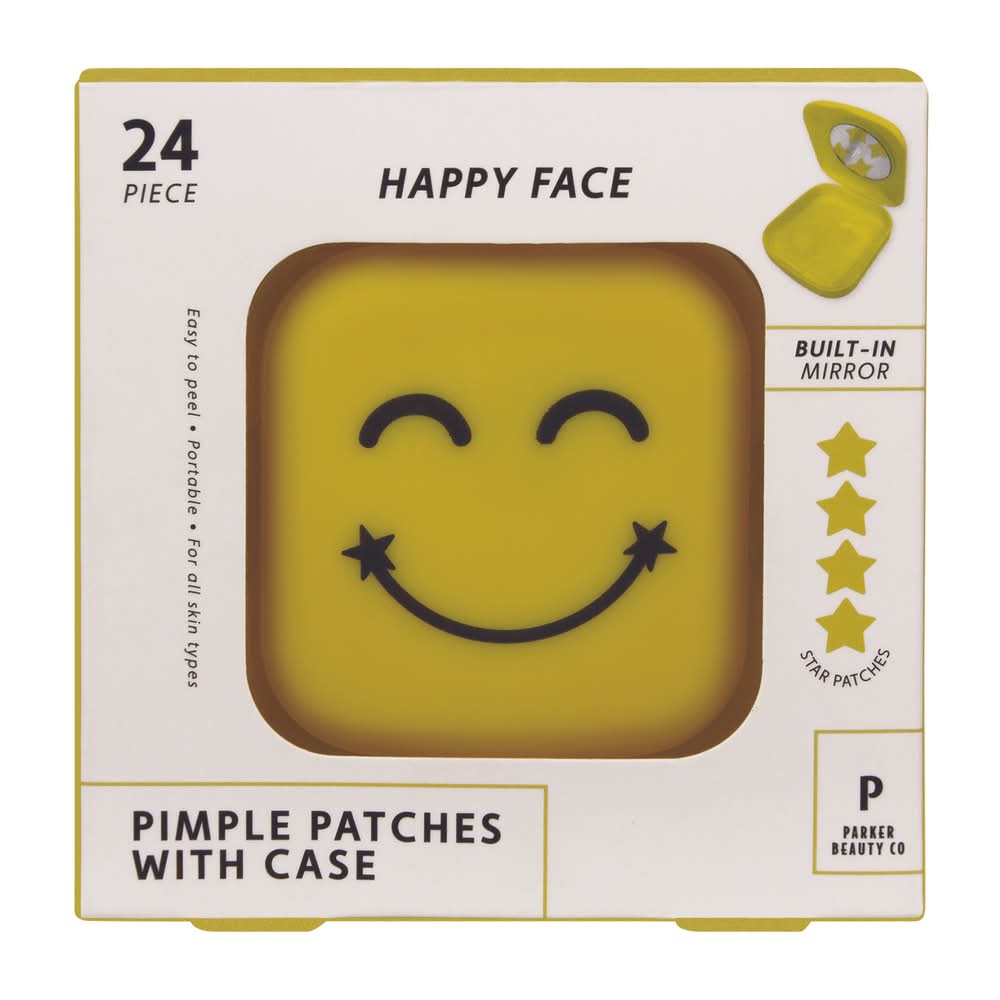 Happy Face Pimple Patches With Case 24-Piece Yellow