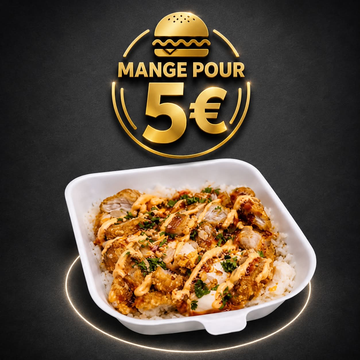 PORTION INDIVIDUELLE CROUSTY POULET SAUCE ALGERIENNE RIZ BLANC