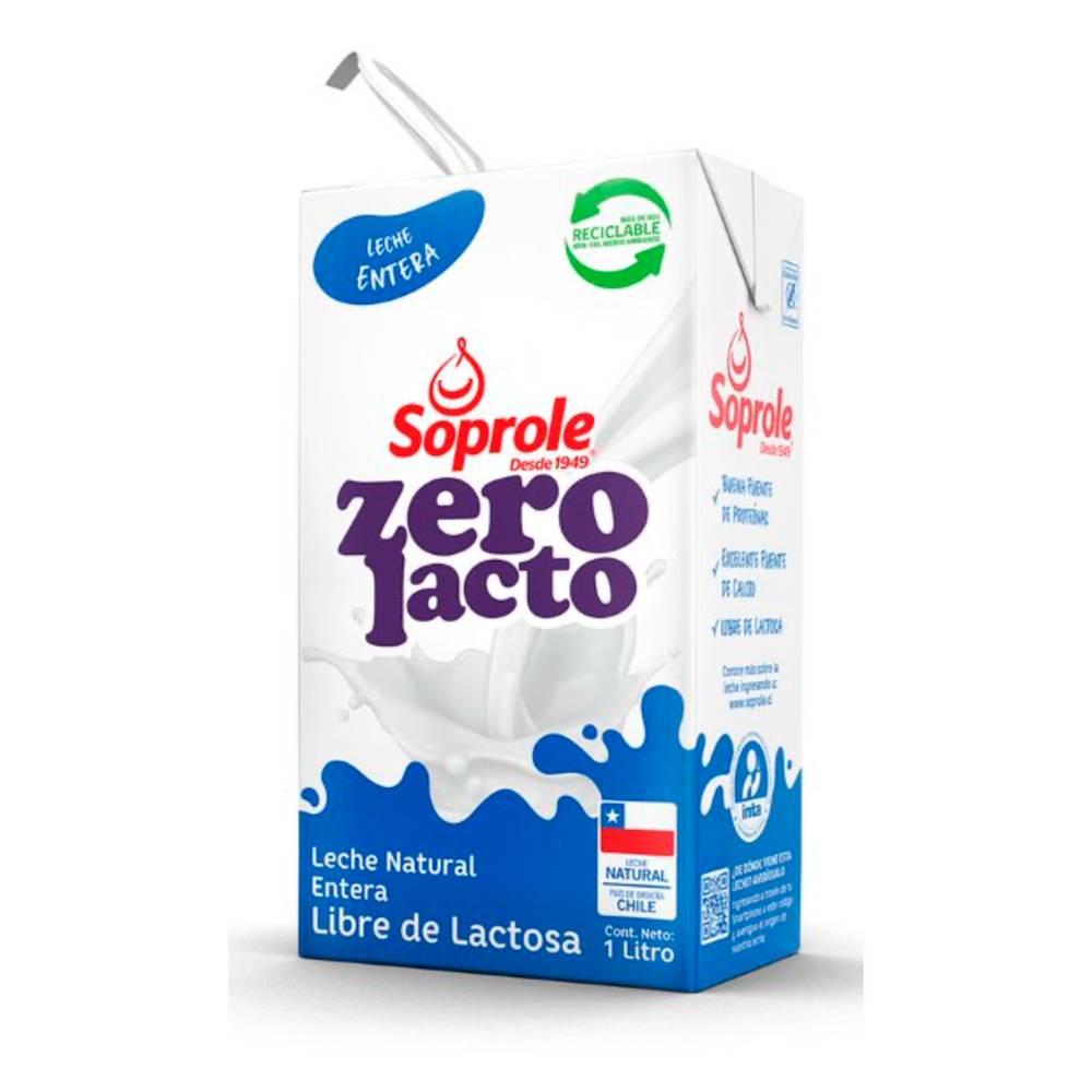 Soprole leche sin lactosa entera (caja 1 l)