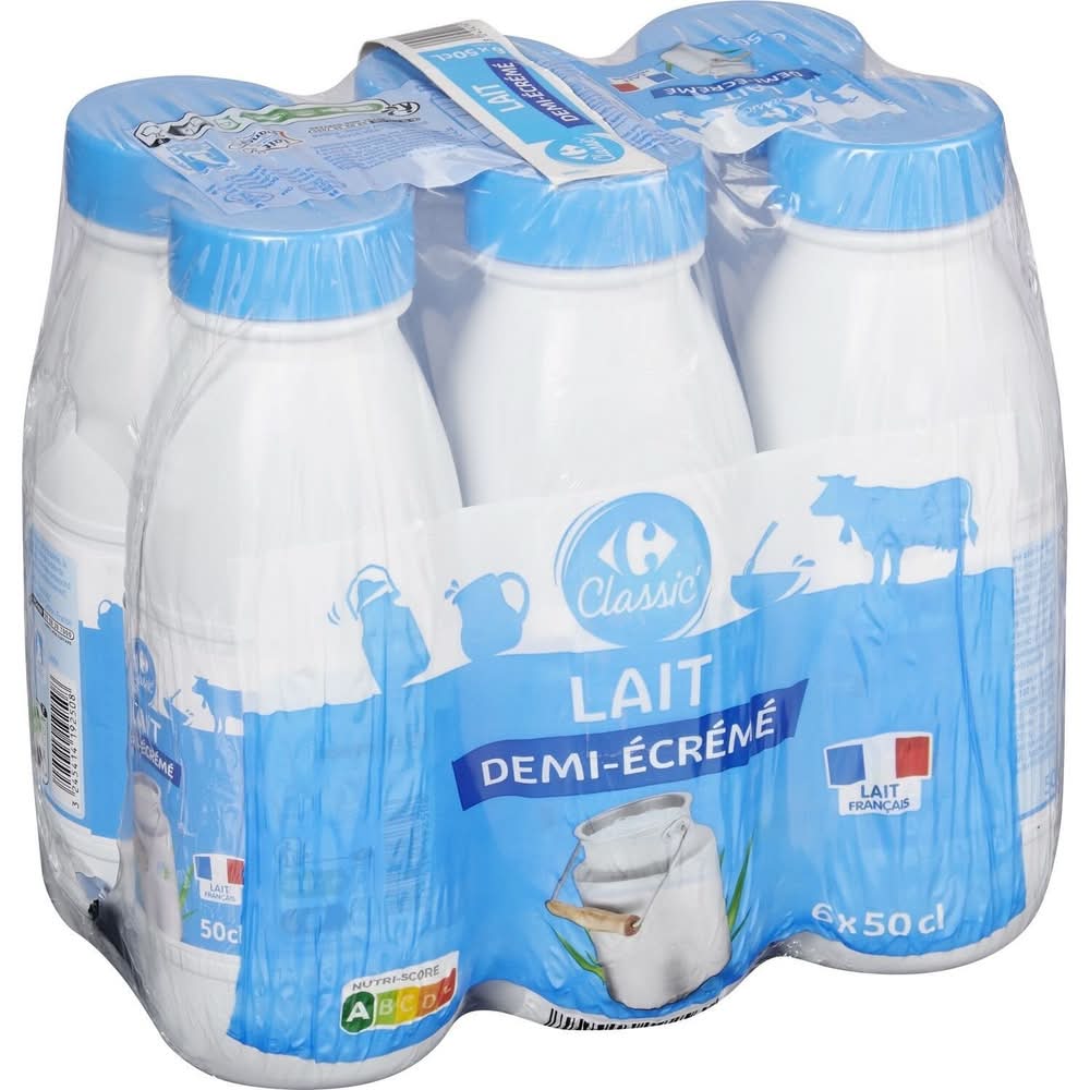 Carrefour Classic' - Lait demi-écrémé uht (6 x 500ml)