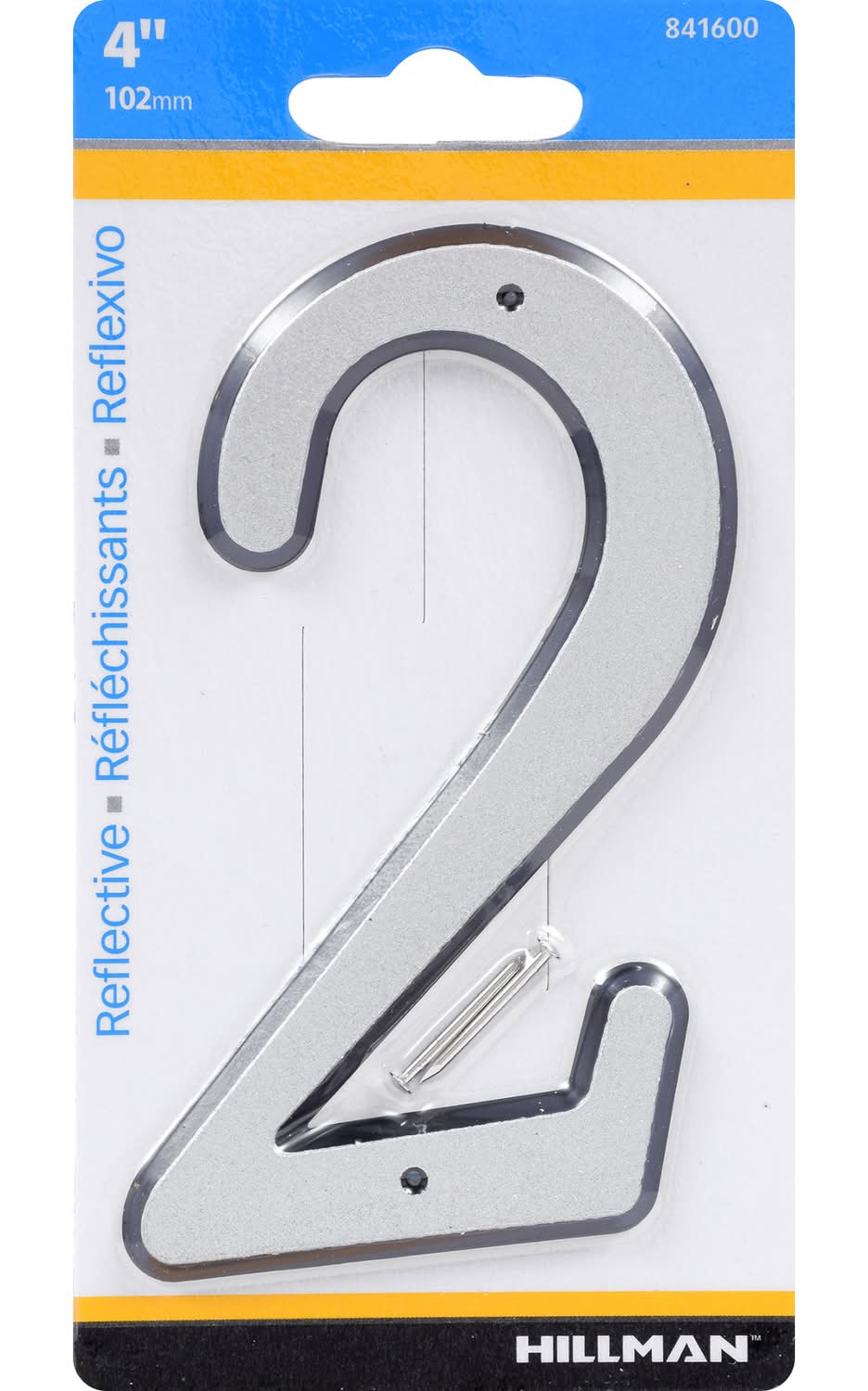 Hillman 4 In. Reflective Silver Plastic Nail-On Number 2 1 Pc