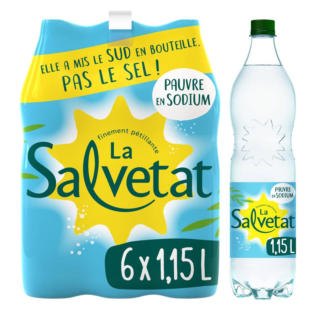 La Salvetat - Eau minérale naturelle avec adjonction de gaz carbonique (6 x 1,15L)