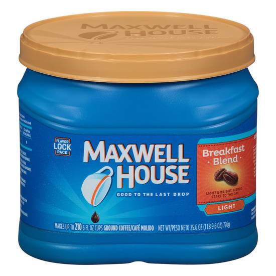 Maxwell House Breakfast Blend Light Roast Coffee (726g)