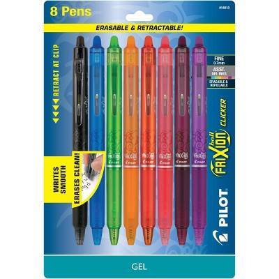 Pilot Frixion Clicker Erasable Gel Pens Fine Point(8 Ct) (0.7mm/assorted inks)