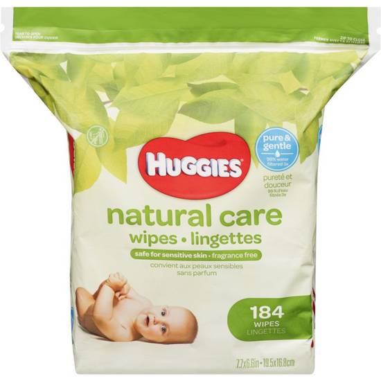 Huggies recharge de lingettes hypoallergéniques non parfumées natural care (184 un) - natural care baby wipes (184 ea)