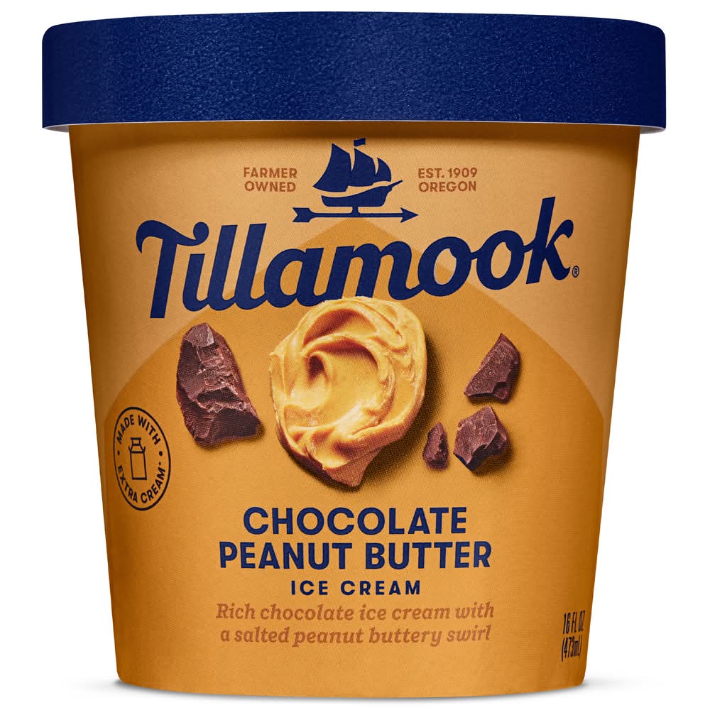 Tillamook Ice Cream, Chocolate Peanut Butter (16 fl oz)