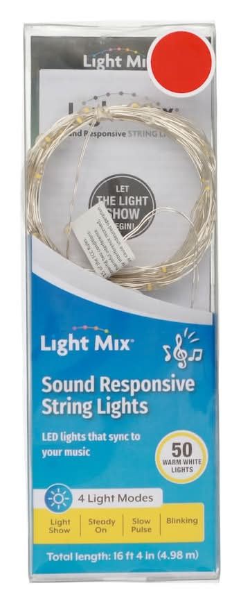 Light Mix Sound Responsive String Lights 50 ct, 16.33 ft, Warm White
